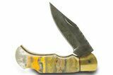 Pocket Knife with Bumblebee Jasper Inlays #370817-2